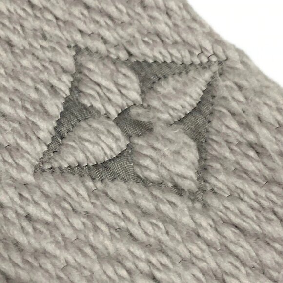 Auth LOUIS VUITTON Echarpe Logomania M74742 Gris Perle GM0198 Scarf - Picture 6 of 9